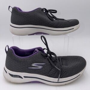 Skechers Shoes Womens 9.5 Go Walk Arch Fit Unify Comfort Sneakers Gray Lavender